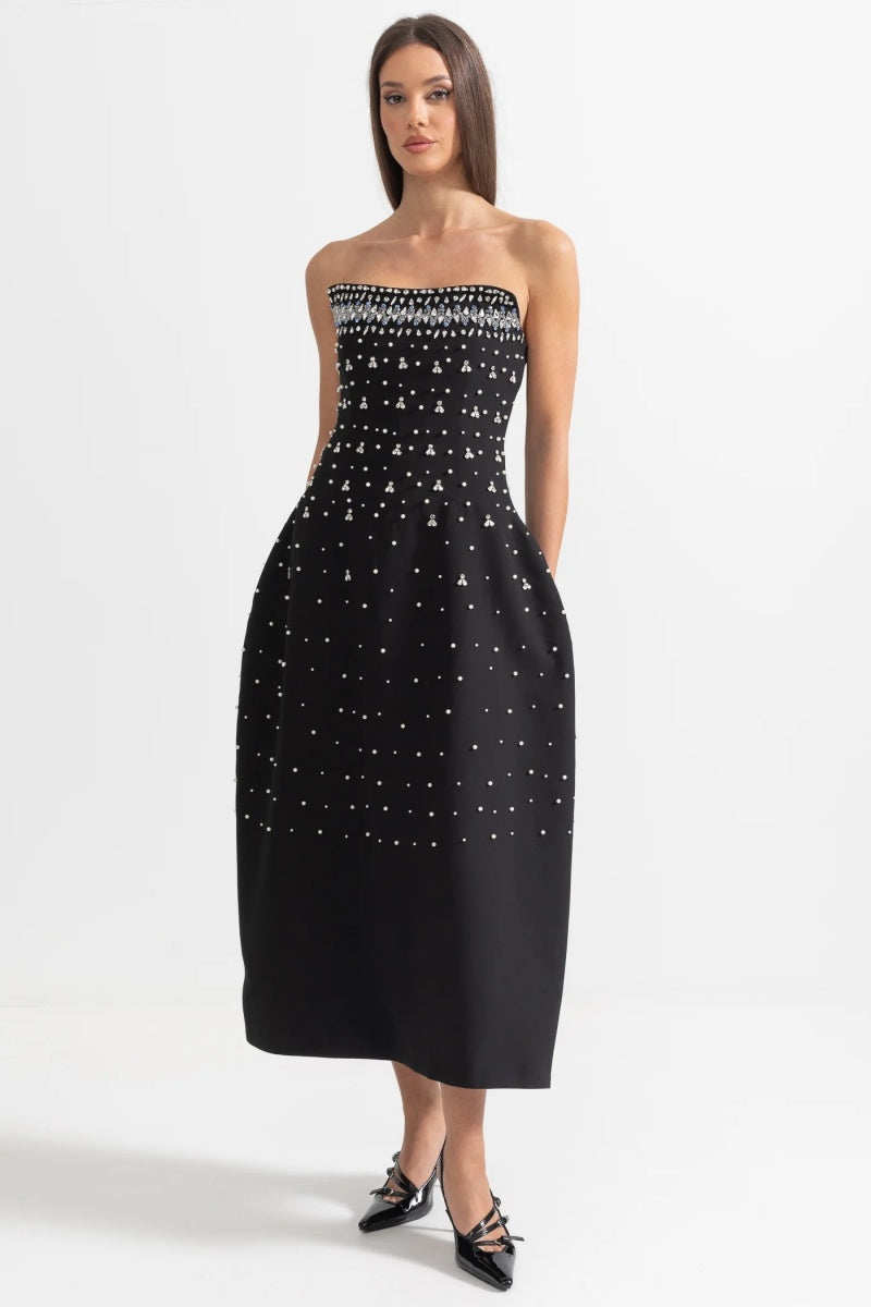 Verna Crystal-embellished Sleeveless Midi Dress-ROVOLE