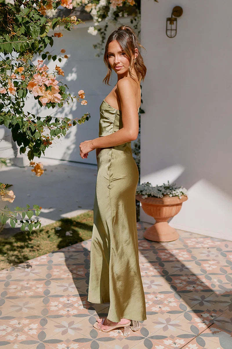 Margot Maxi Dress - Olive-ROVOLE