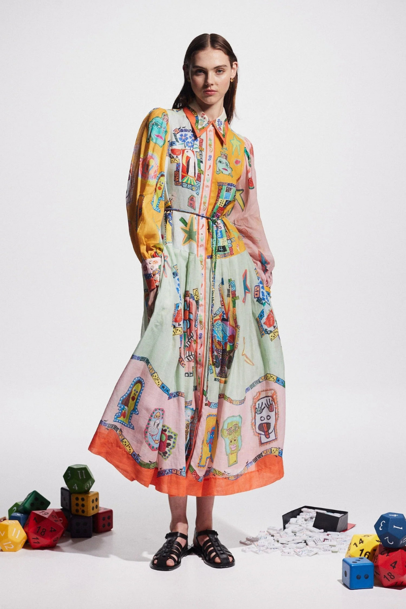 Danielle Balloon Sleeve Patchwork Maxi Dress-ROVOLE