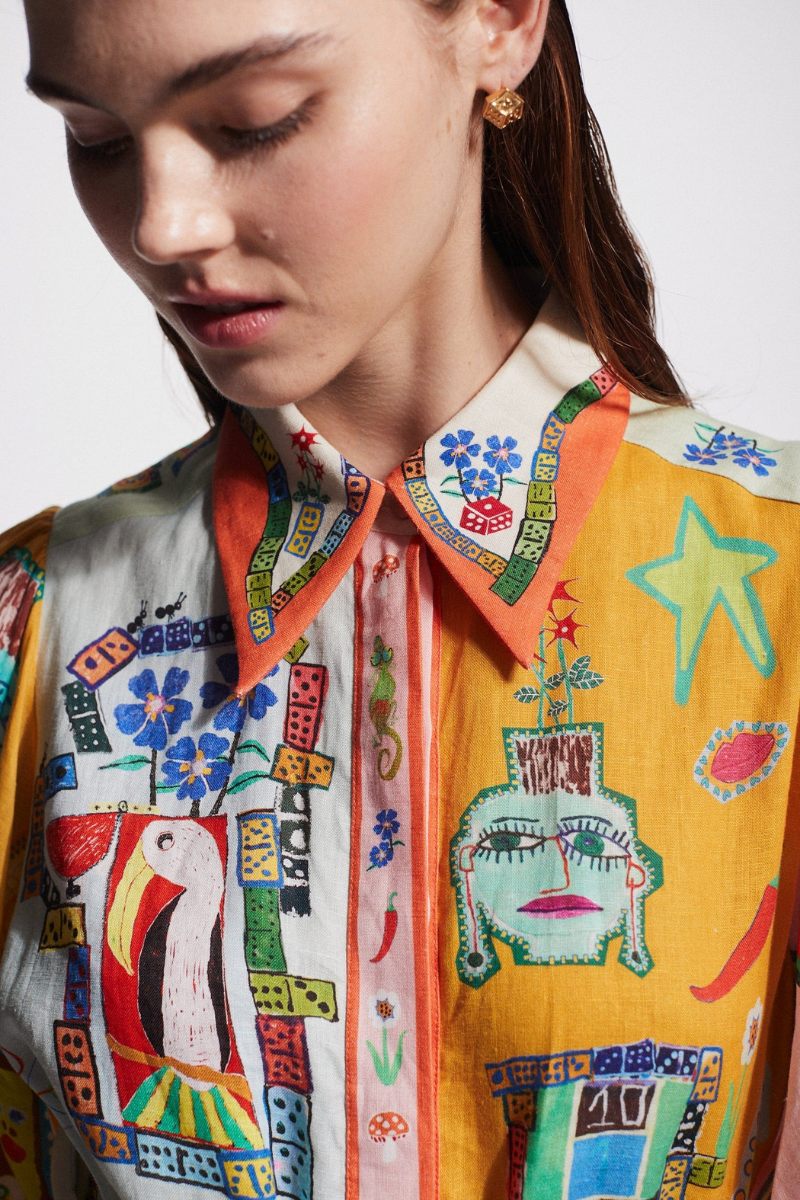 Danielle Balloon Sleeve Patchwork Maxi Dress-ROVOLE