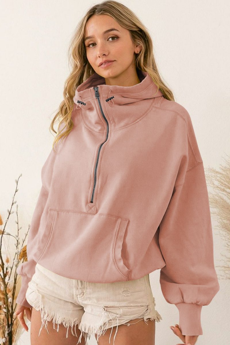 Fern Pocketed Hoodie Lightweight Jacket - Crepe-ROVOLE