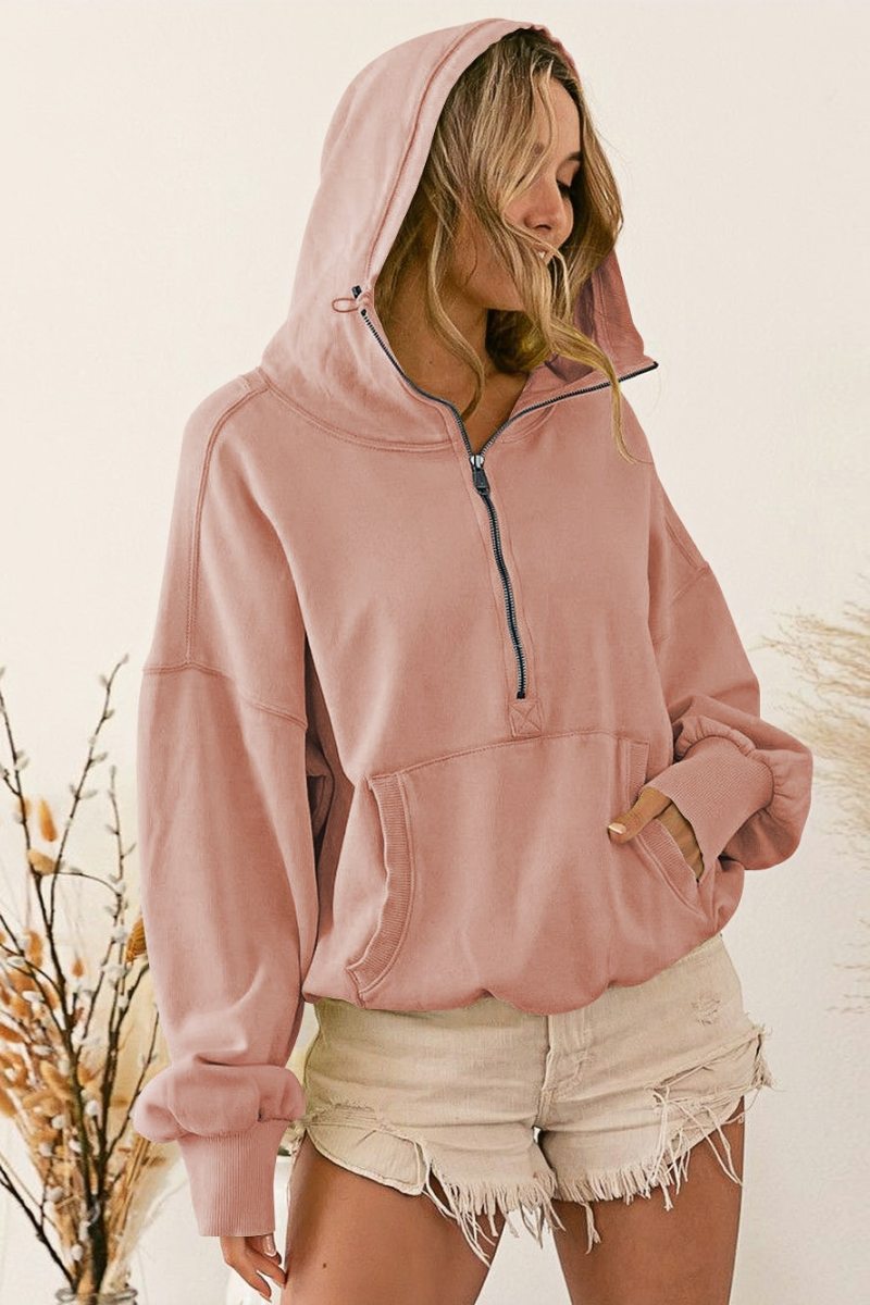 Fern Pocketed Hoodie Lightweight Jacket - Crepe-ROVOLE
