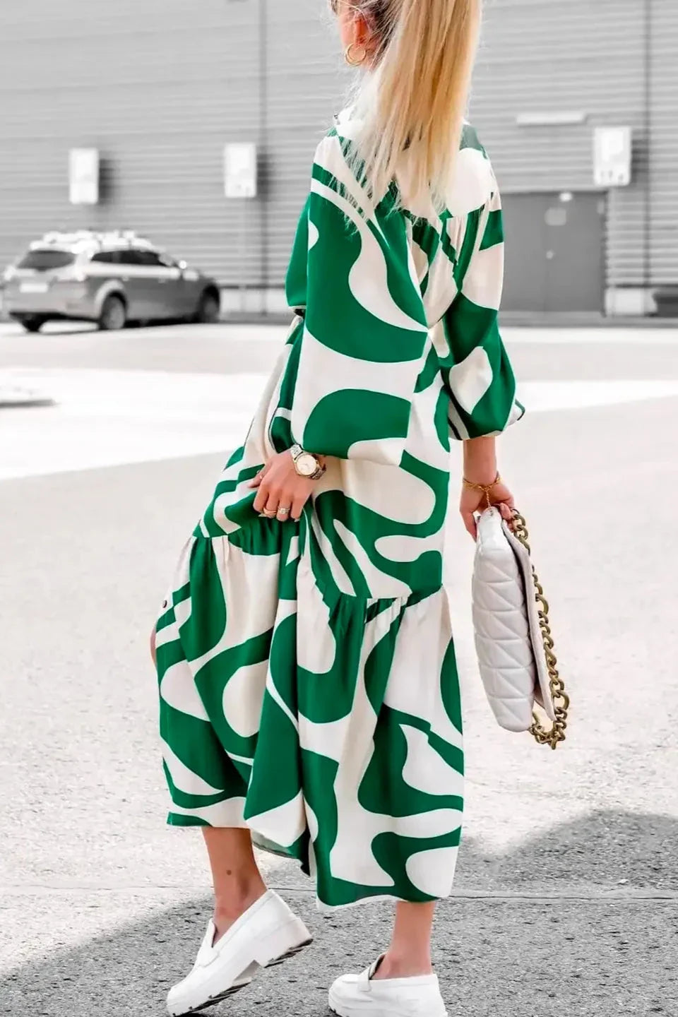 Effortless Chic Print Maxi Dress-ROVOLE