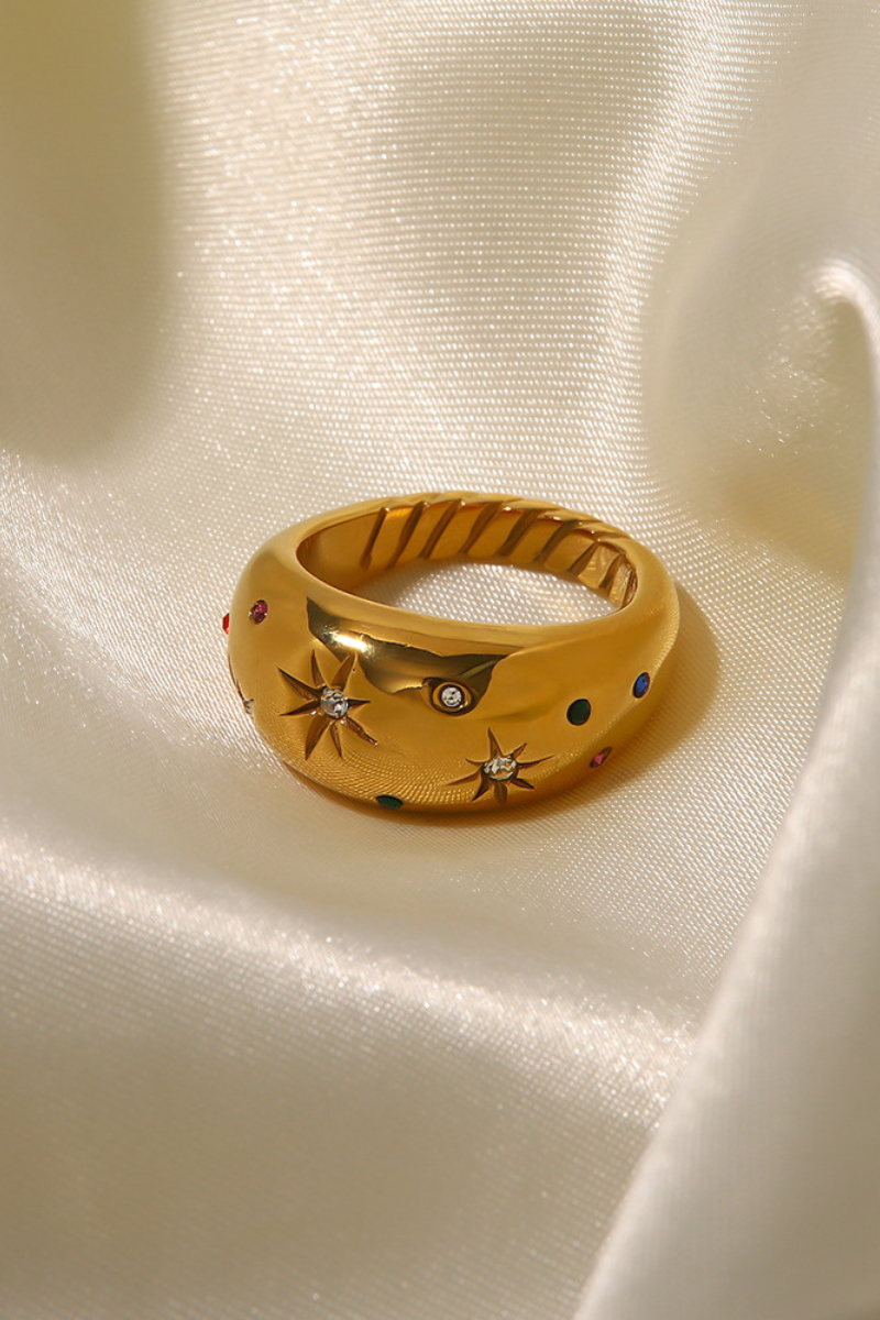 Euphrasie Sun Rhinestone Ring-ROVOLE