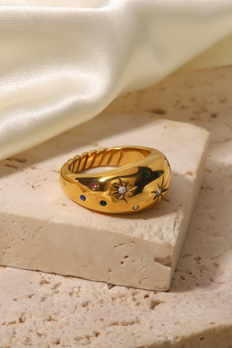 Euphrasie Sun Rhinestone Ring-ROVOLE