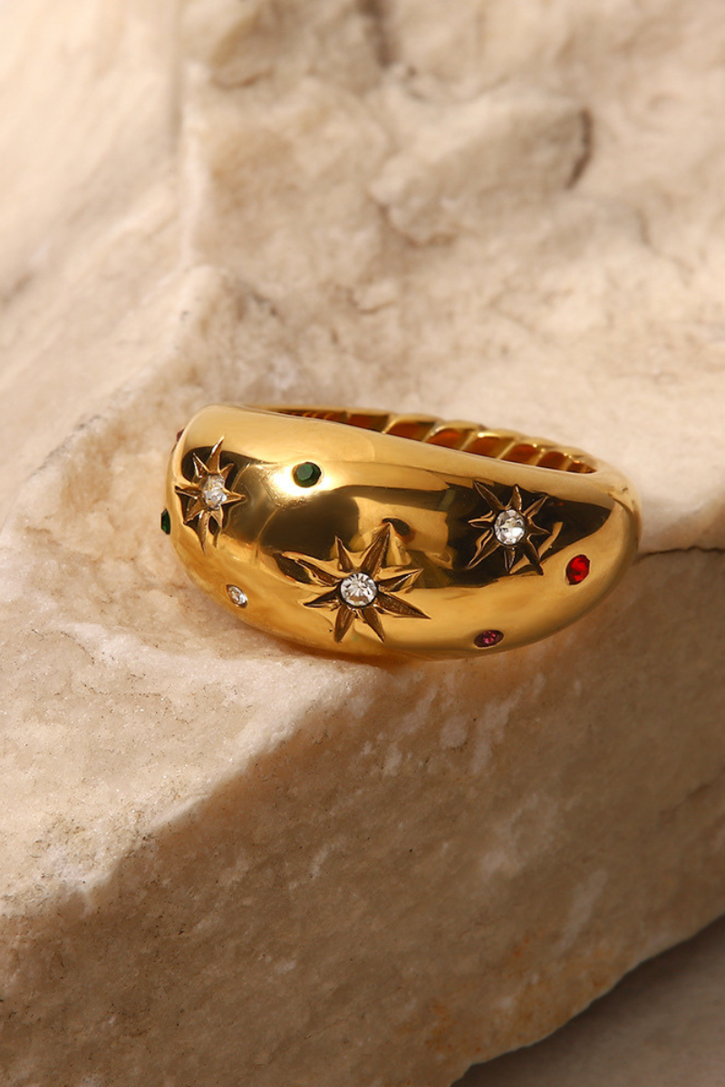 Euphrasie Sun Rhinestone Ring-ROVOLE