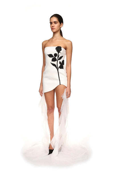 Veronica Strapless Crystal Embellishment Mini Dress-ROVOLE