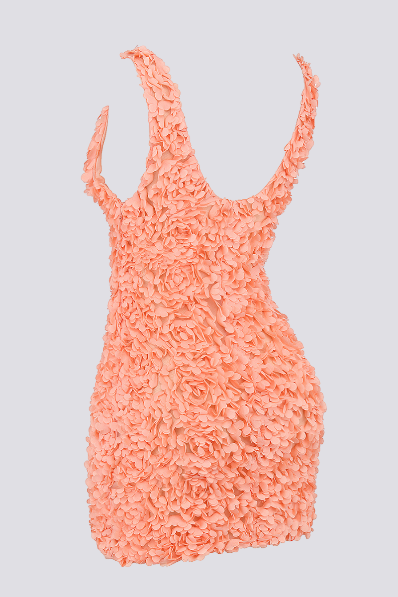 Gaëlle Floral Plunge Neck Mini Dress-ROVOLE