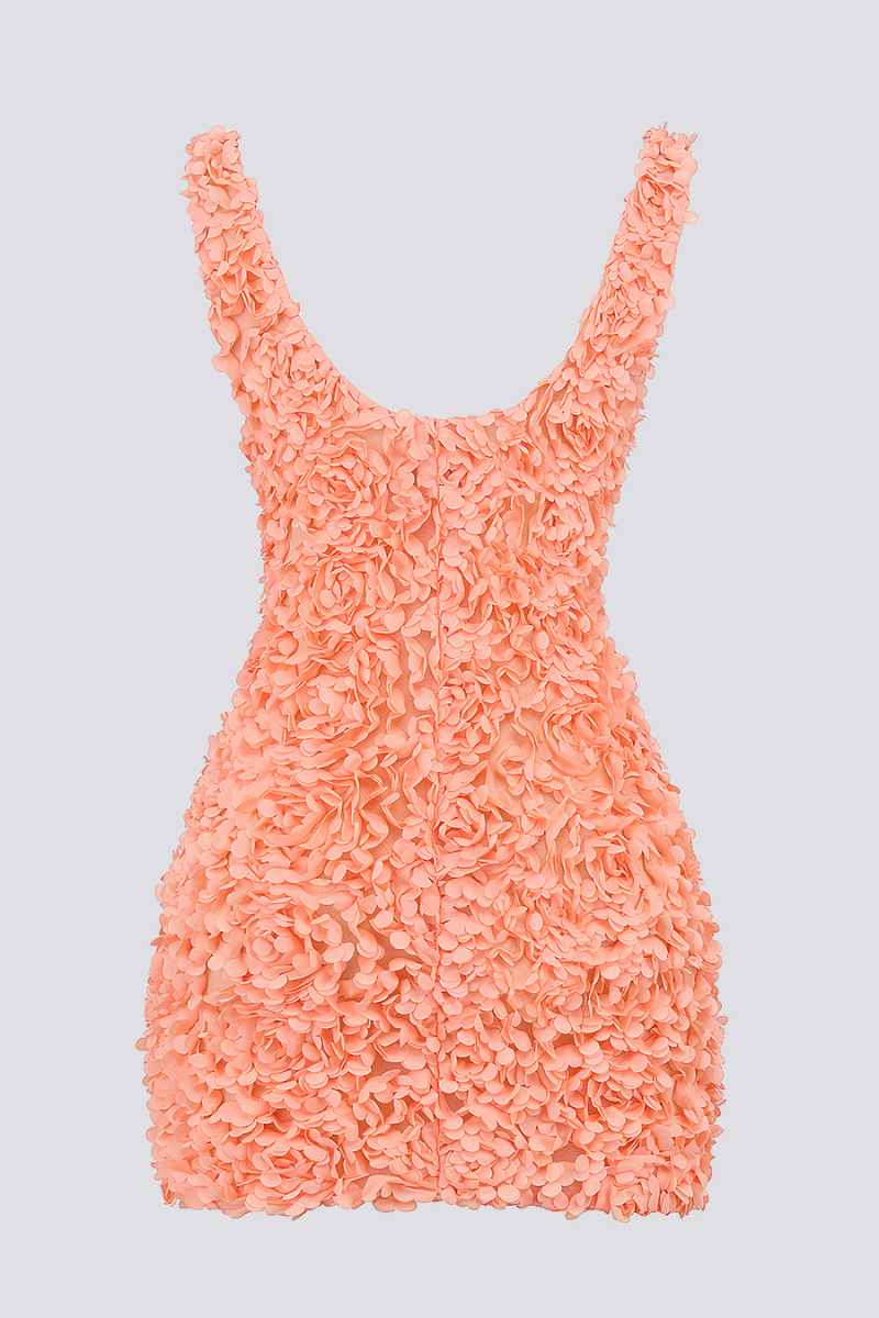 Gaëlle Floral Plunge Neck Mini Dress-ROVOLE