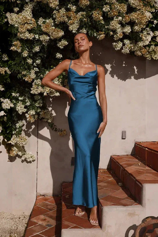 Willow Maxi Dress - Navy Blue-ROVOLE