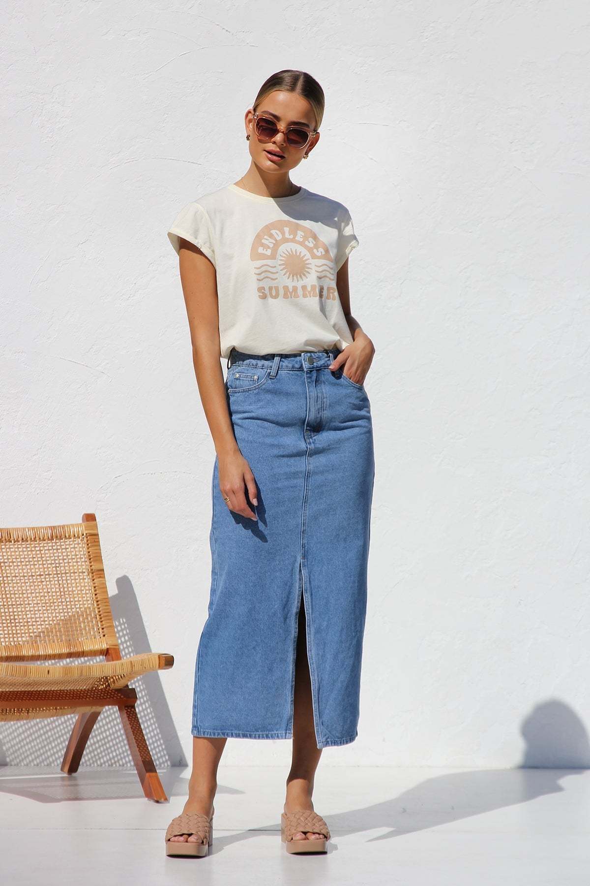 April Denim Skirt-ROVOLE