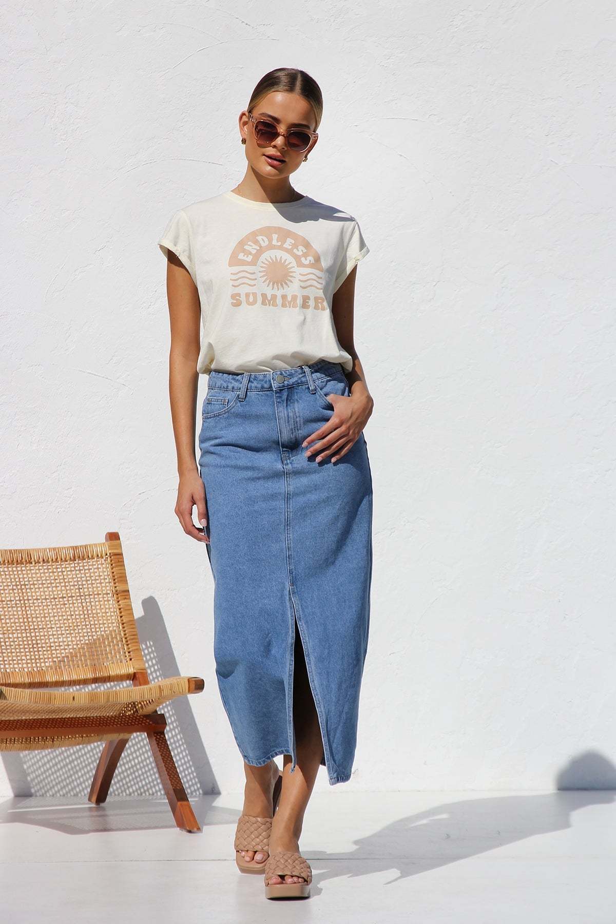 April Denim Skirt-ROVOLE