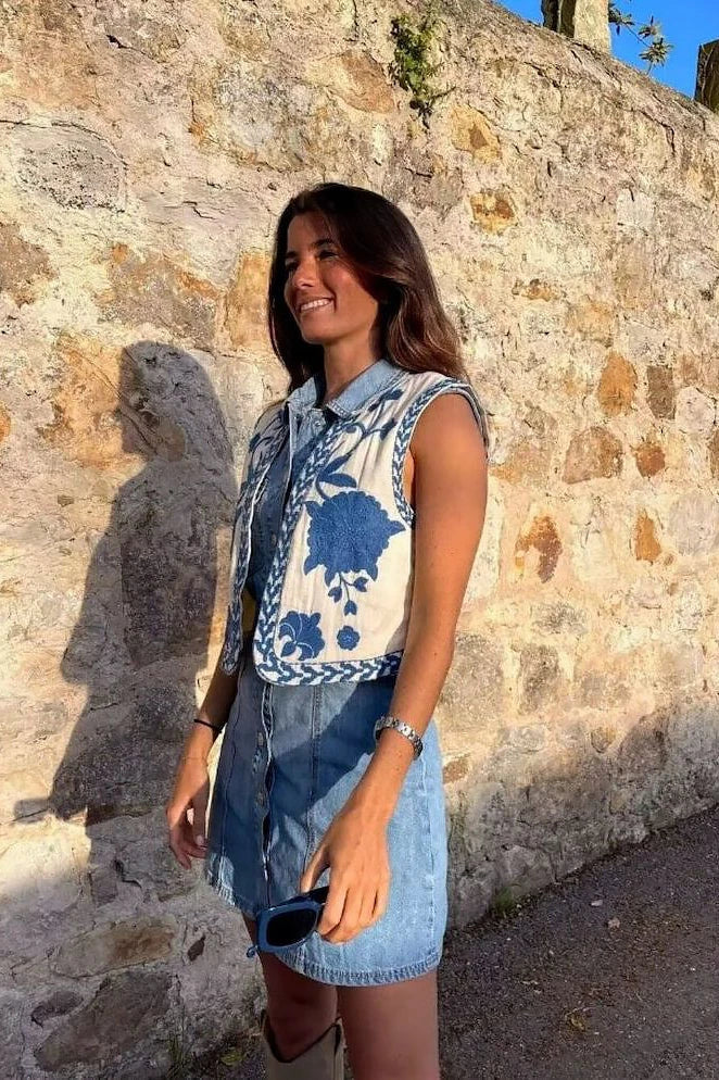 Angeline Blue Waistcoat-ROVOLE