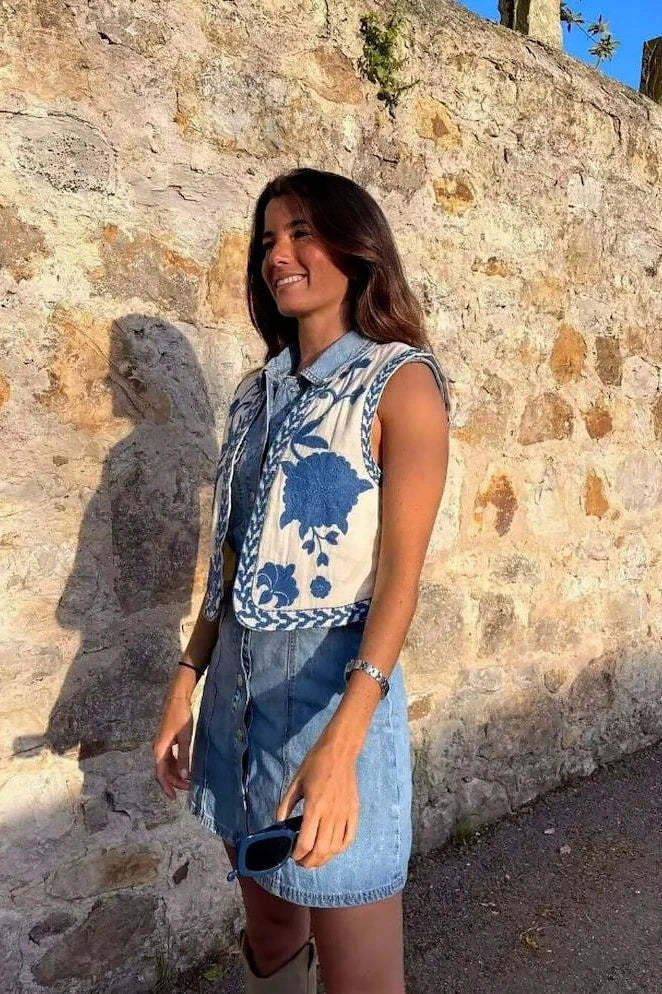 Angeline Blue Waistcoat-ROVOLE