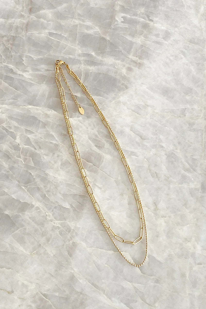 Dani Chain Necklace Set - Gold-ROVOLE