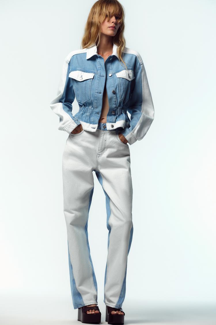 Straight mid-rise denim suit