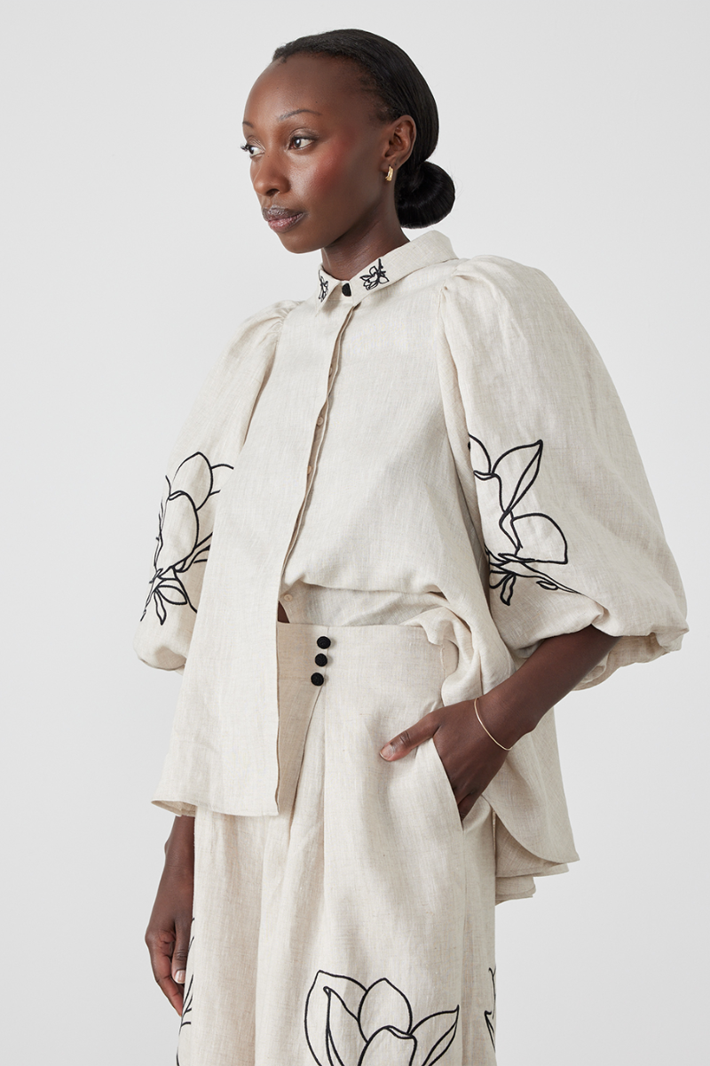 Jasmin Balloon Sleeve Floral Pants Set-CALLISTARI