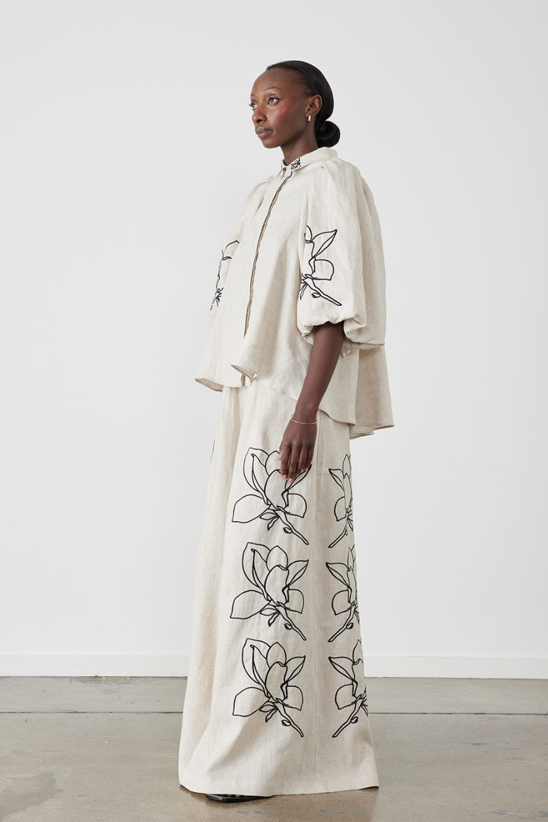 Jasmin Balloon Sleeve Floral Pants Set-CALLISTARI