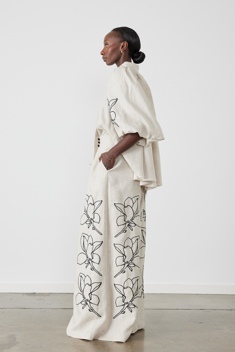 Jasmin Balloon Sleeve Floral Pants Set-CALLISTARI