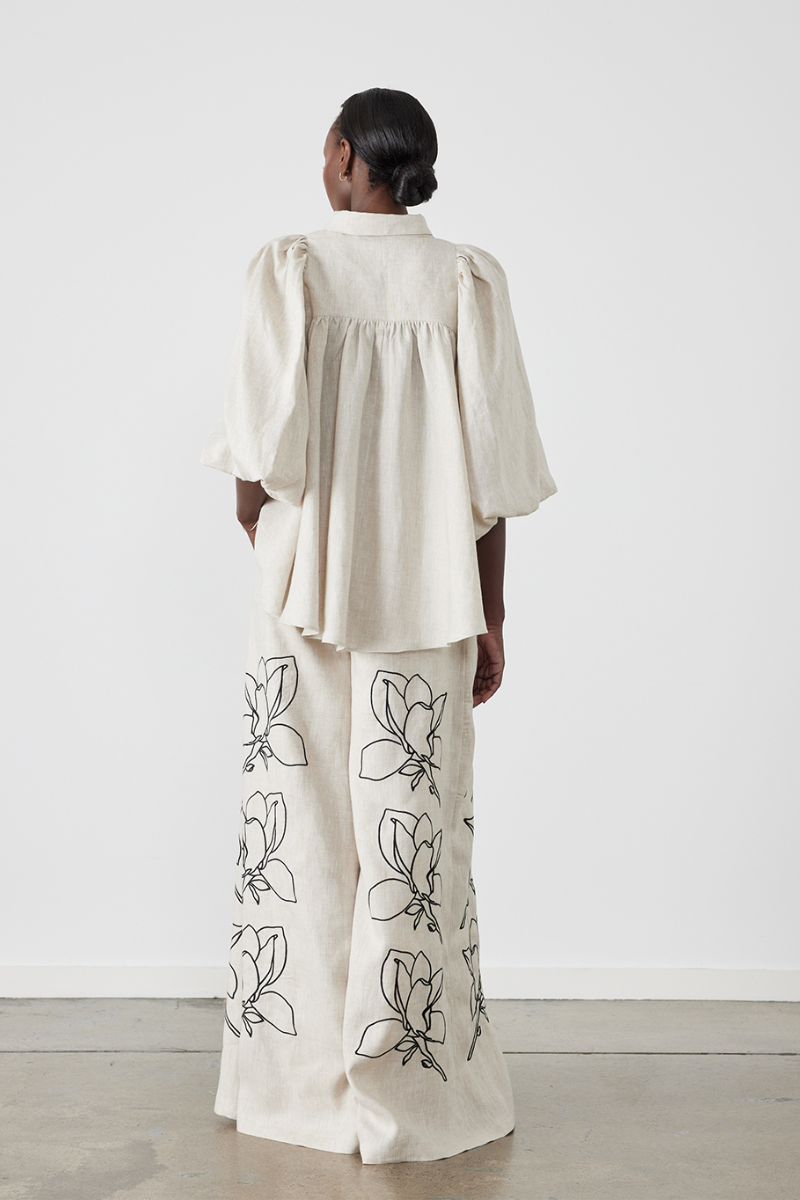 Jasmin Balloon Sleeve Floral Pants Set-CALLISTARI