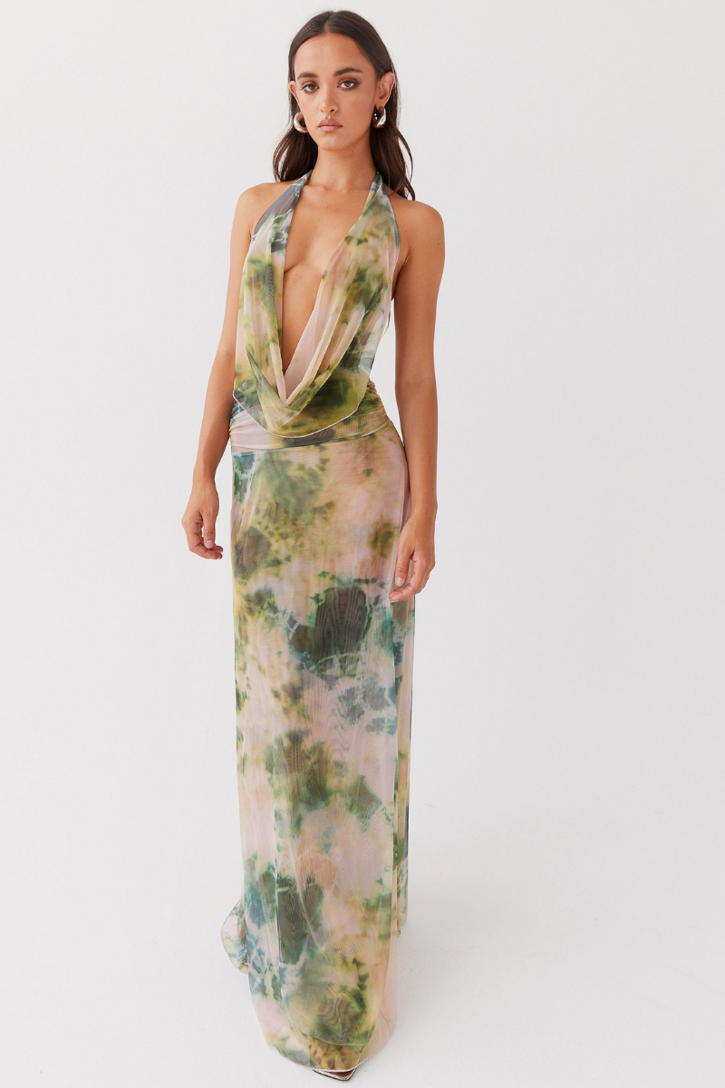 Julie Halterneck Cowl Neck Skirt Set-ROVOLE