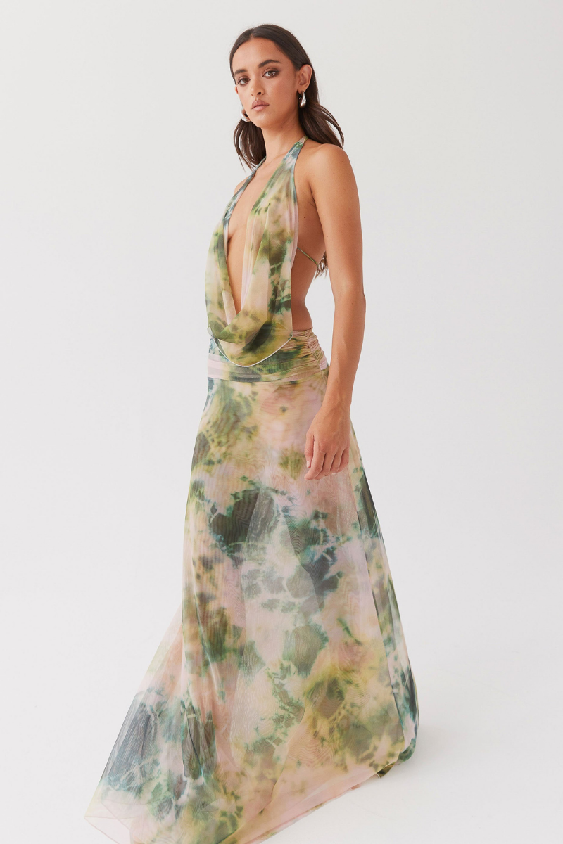Julie Halterneck Cowl Neck Skirt Set-ROVOLE