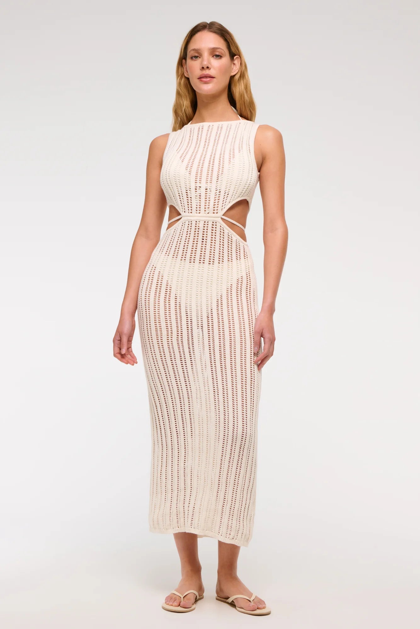 Crochet-Style Cutout Maxi Dress Coverup-ROVOLE