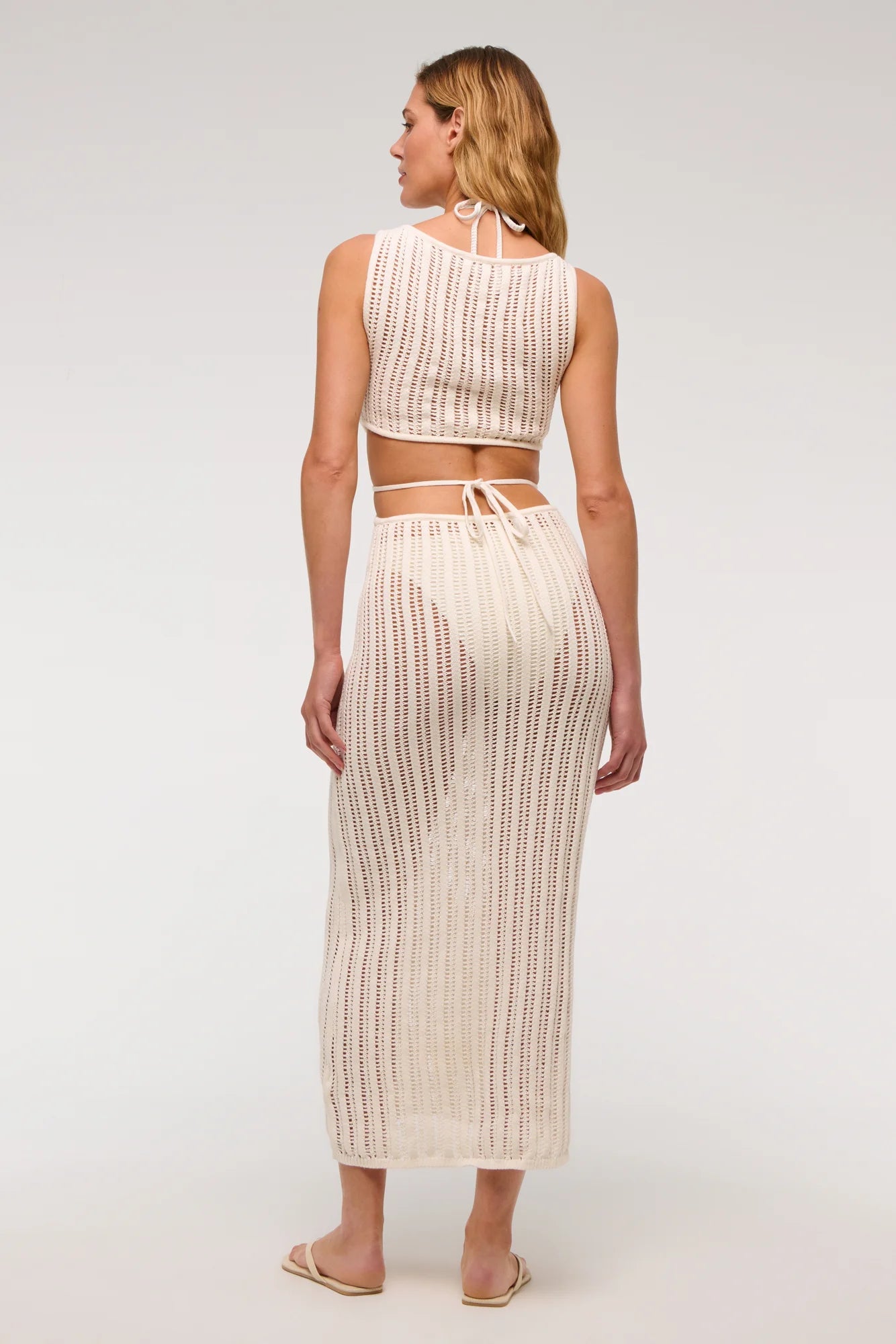 Crochet-Style Cutout Maxi Dress Coverup-ROVOLE