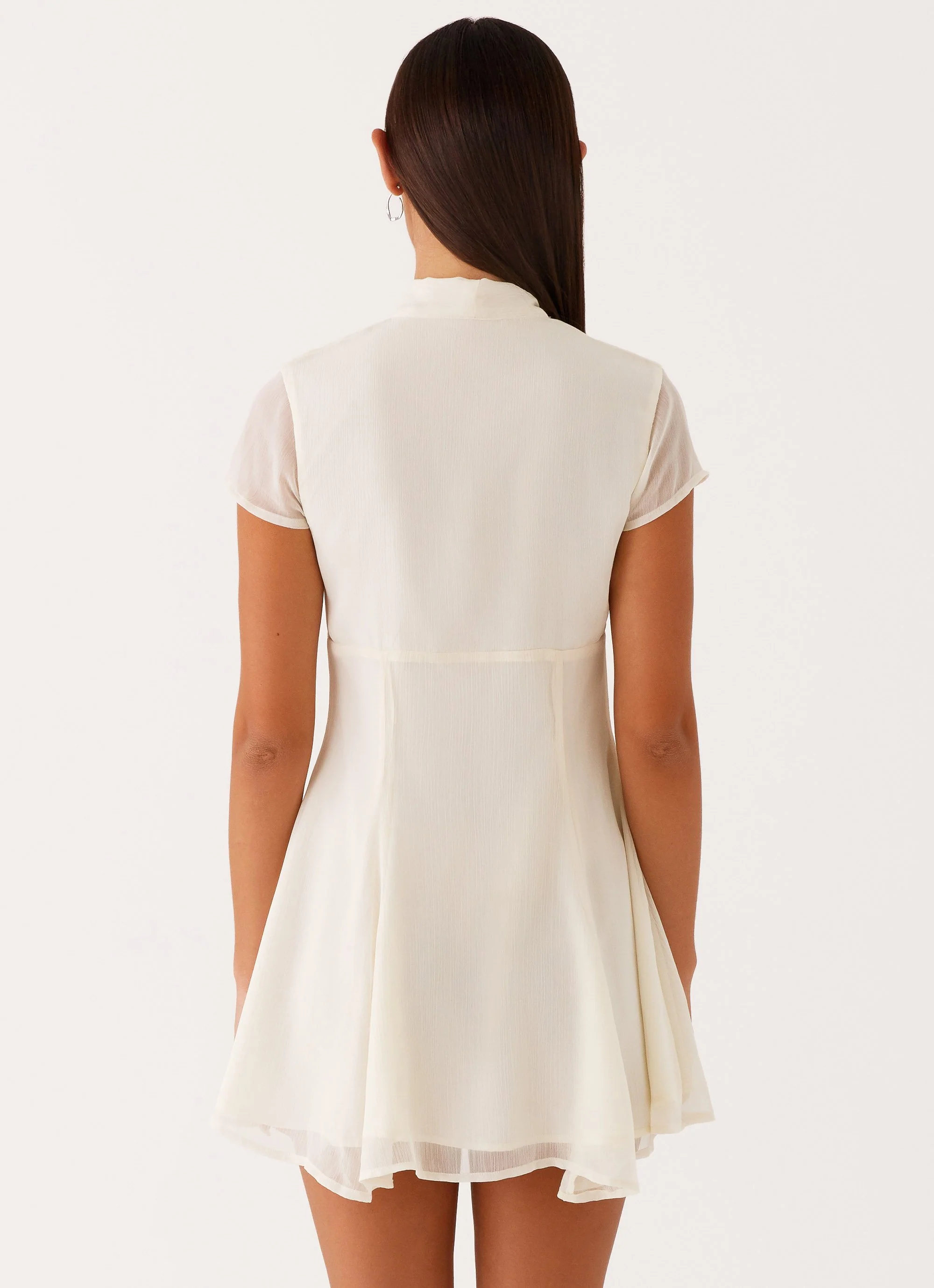 Ivory Tie-Front Keyhole Mini Dress