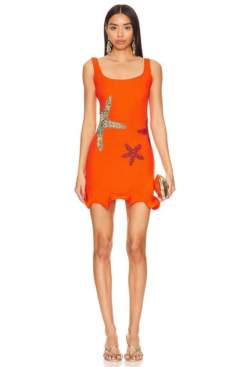 Starfish Embellishment Summer Mini Dress-ROVOLE