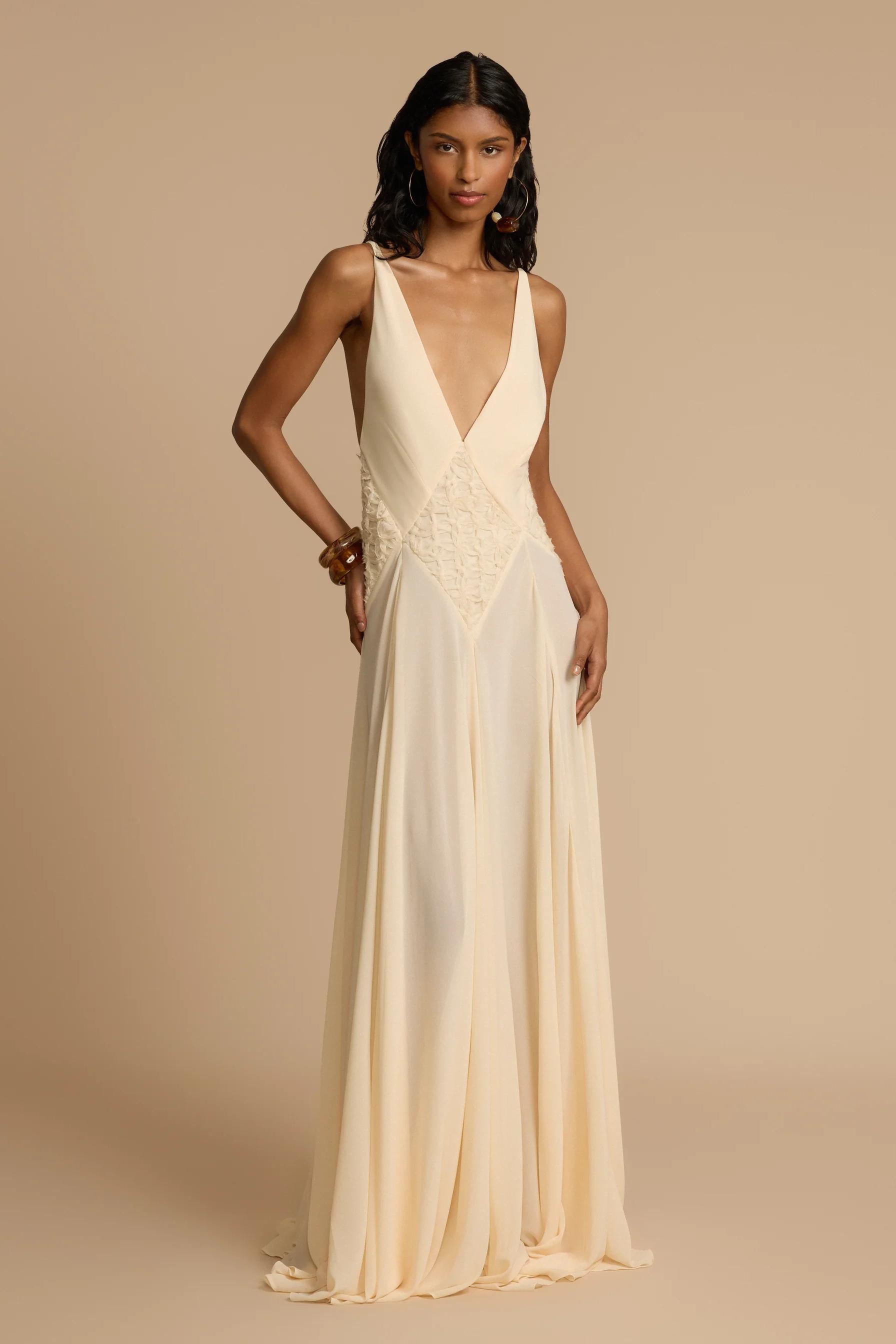Lavinia Plunging V Maxi Dress-ROVOLE