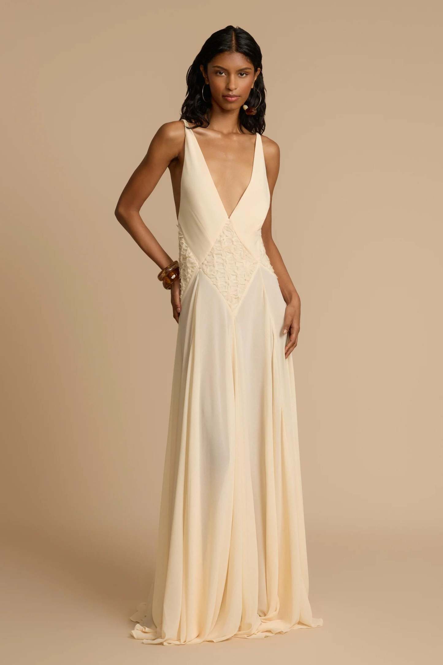 Lavinia Plunging V Maxi Dress-ROVOLE