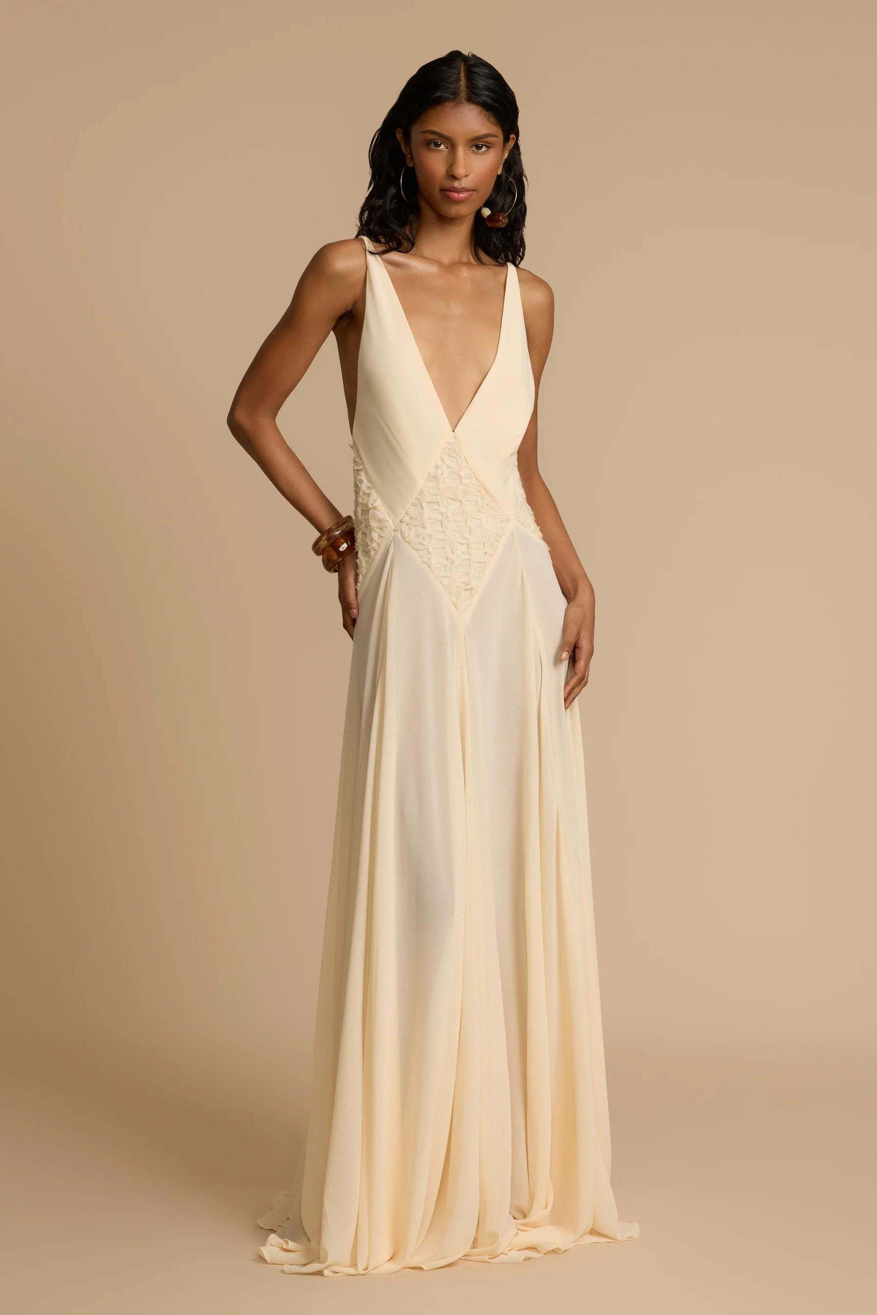 Lavinia Plunging V Maxi Dress-ROVOLE