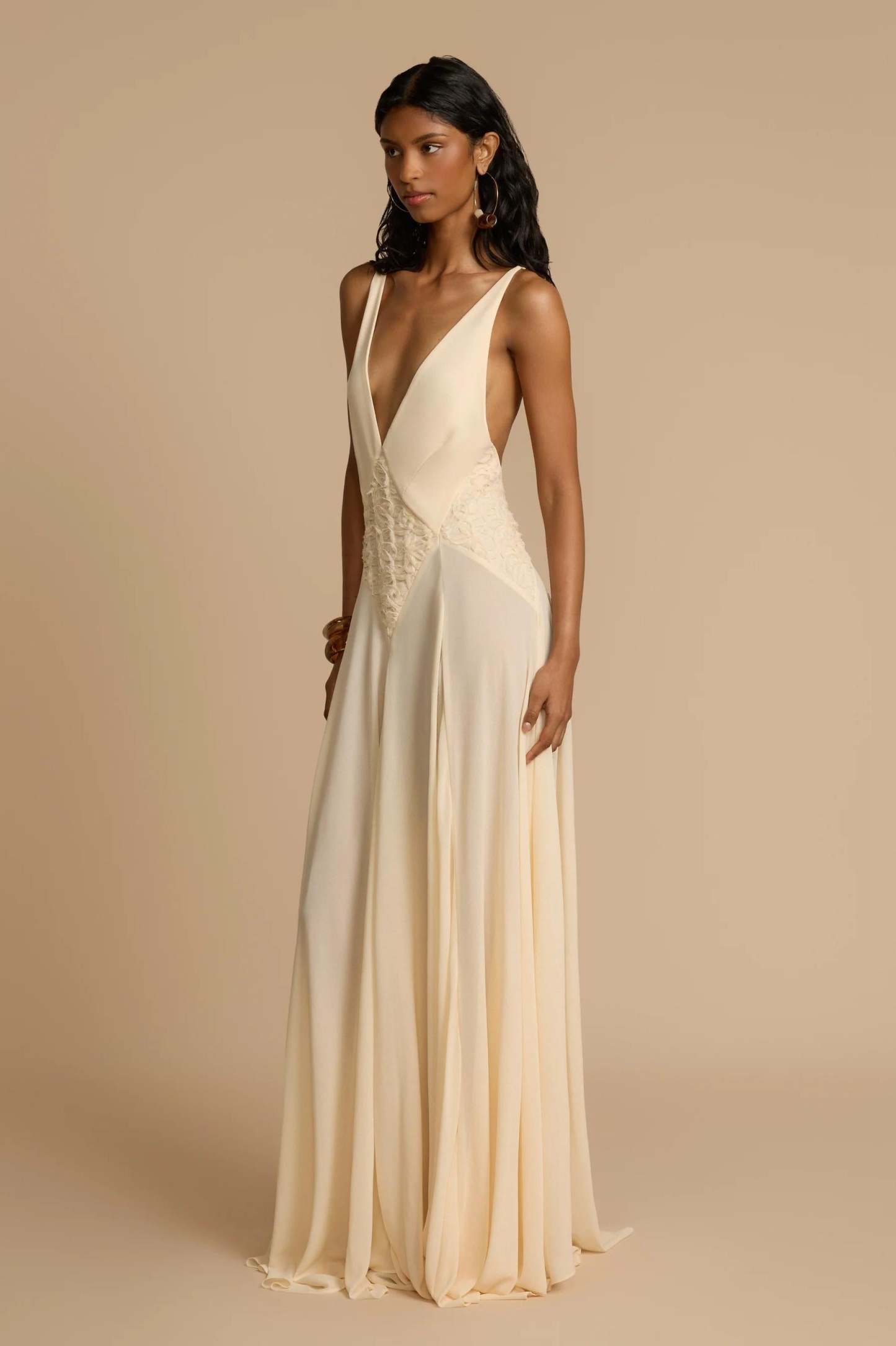 Lavinia Plunging V Maxi Dress-ROVOLE