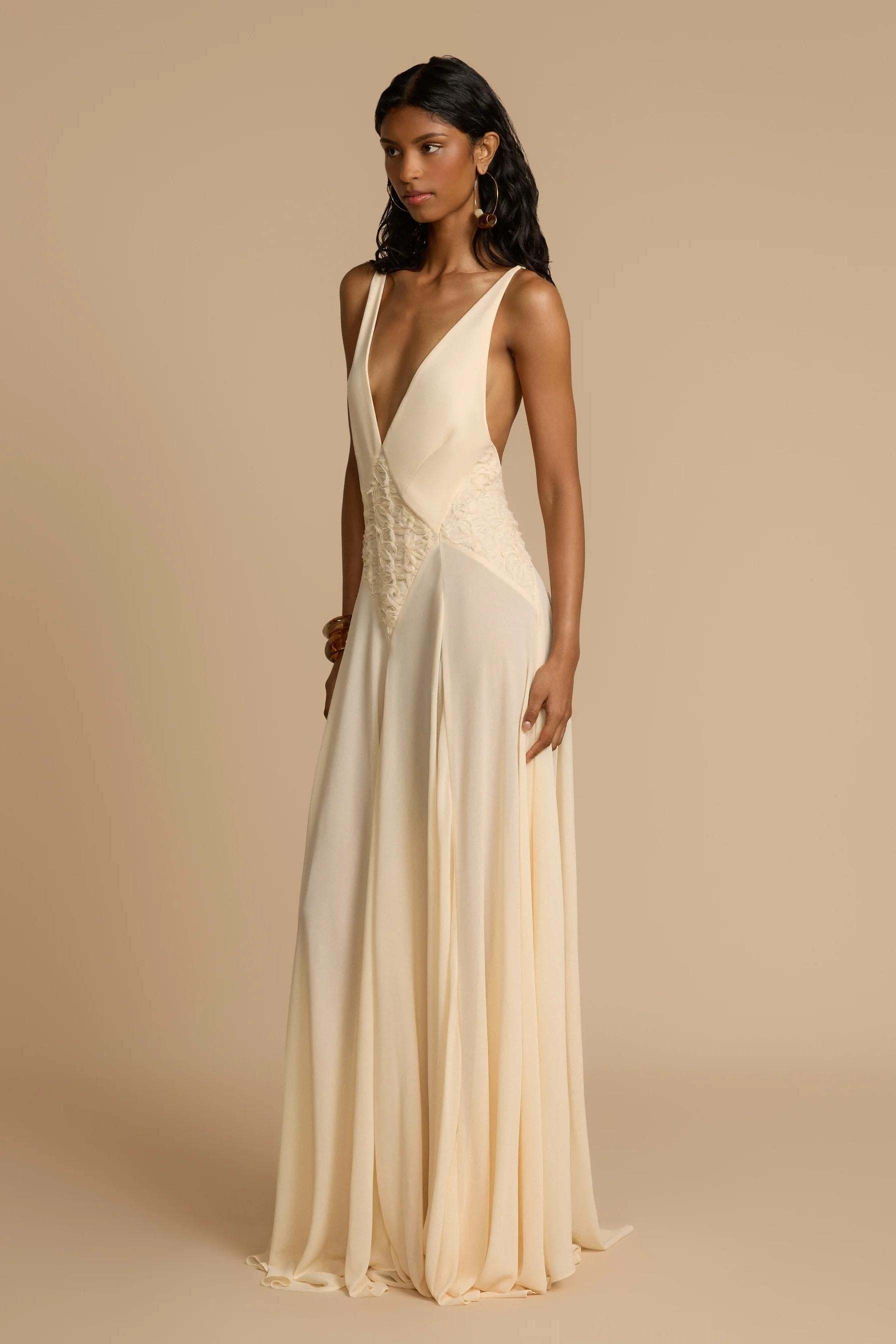Lavinia Plunging V Maxi Dress-ROVOLE