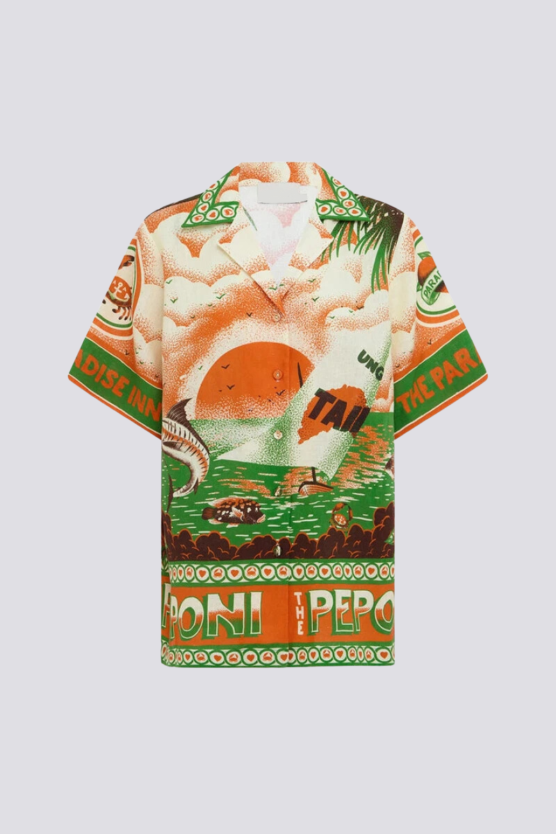 Léocadie Short Sleeve Sunset Print Shorts Set-ROVOLE