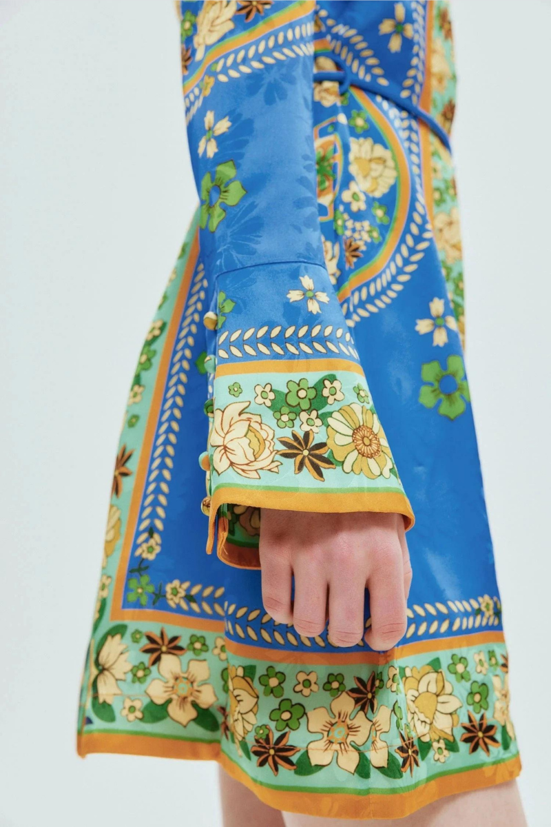 Lisbeth Long Sleeve Floral Mini Dress-ROVOLE