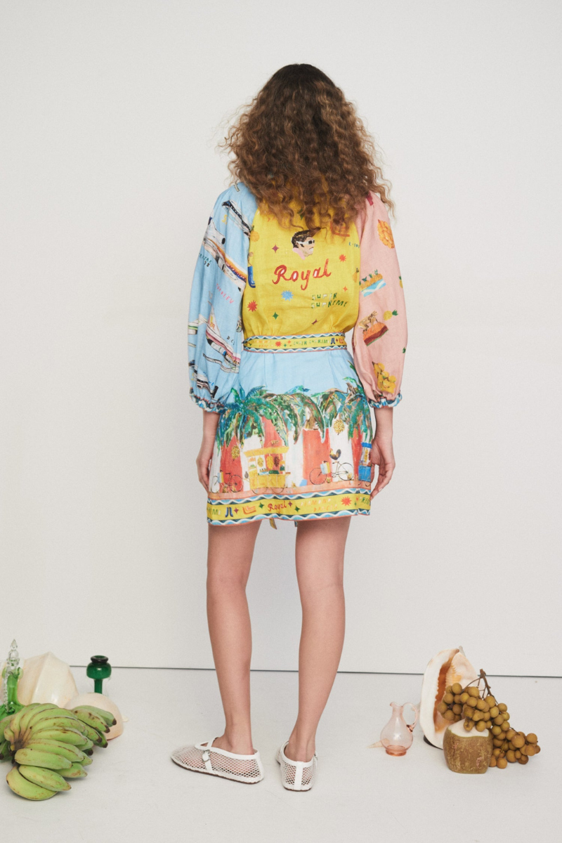 Magali Balloon Sleeve Patchwork Mini Dress-ROVOLE