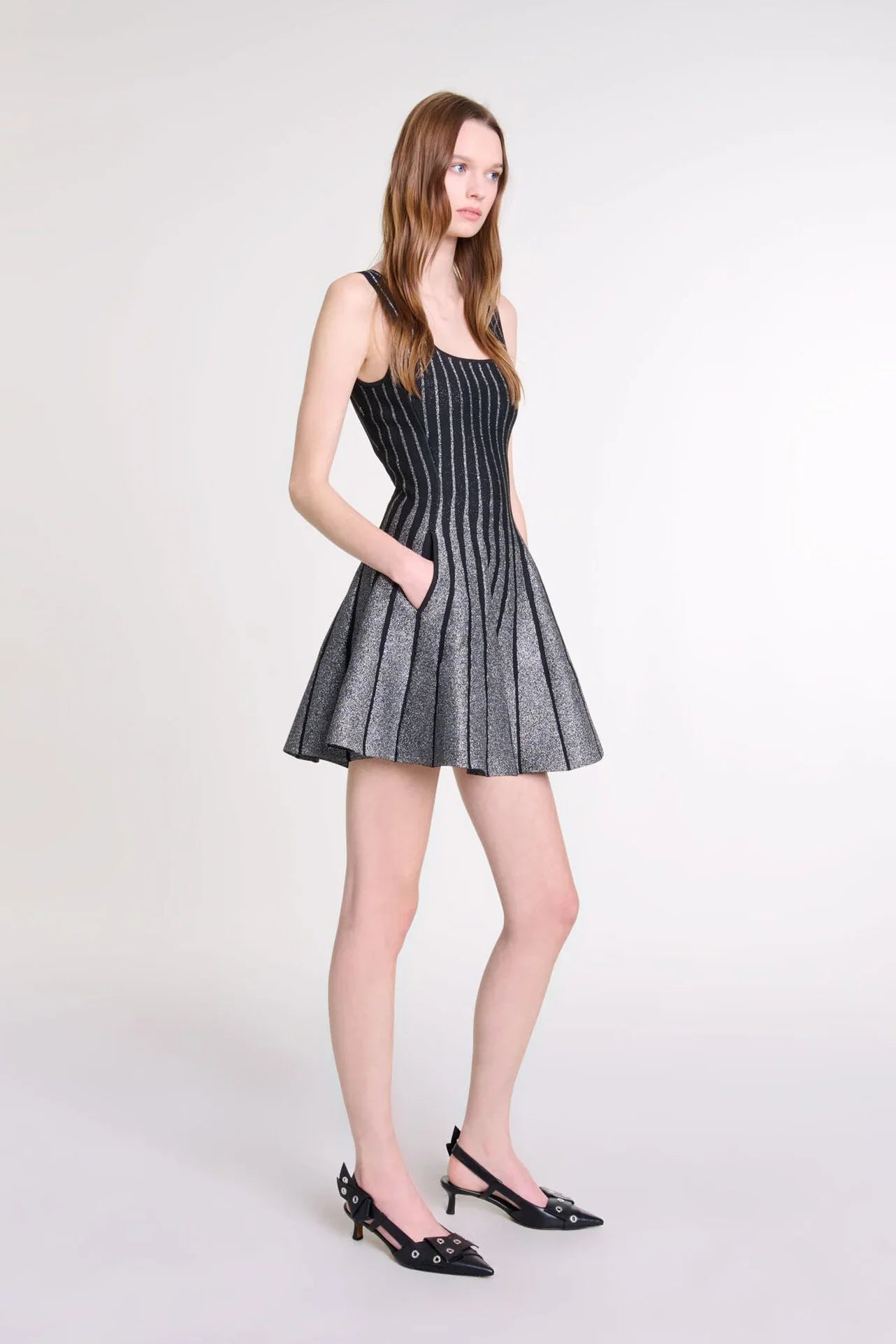 Lattice Knit Mini Dress-ROVOLE