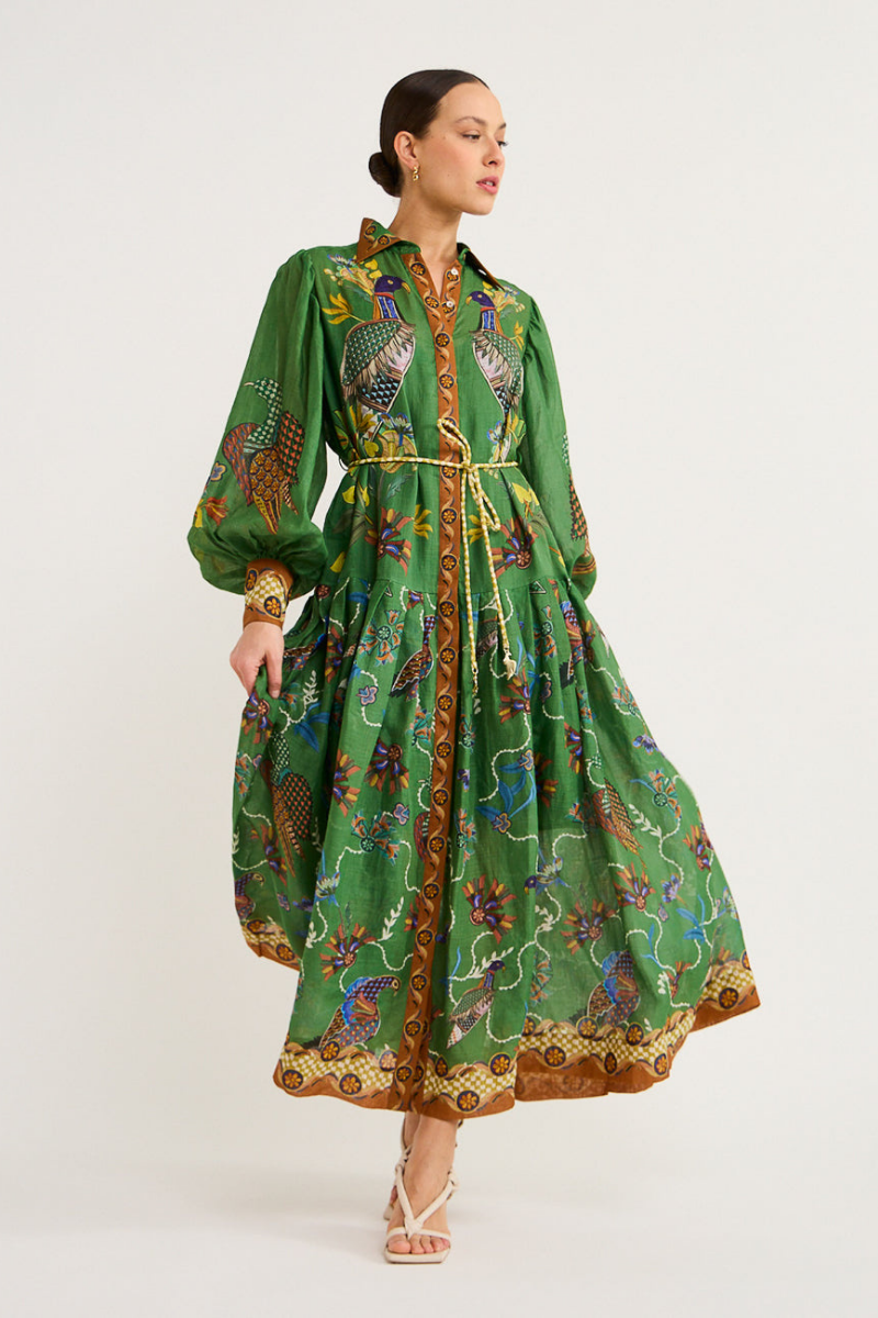 Marcella Balloon Sleeve Animal Maxi Dress-ROVOLE