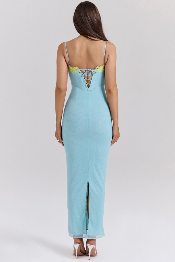 Margaux Spaghetti Slit Maxi Dress-ROVOLE