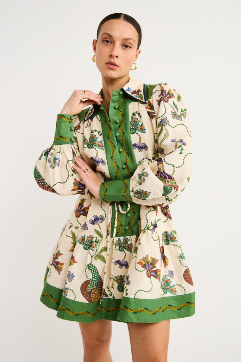 Mauricette Balloon Sleeve Animal Mini Dress-ROVOLE