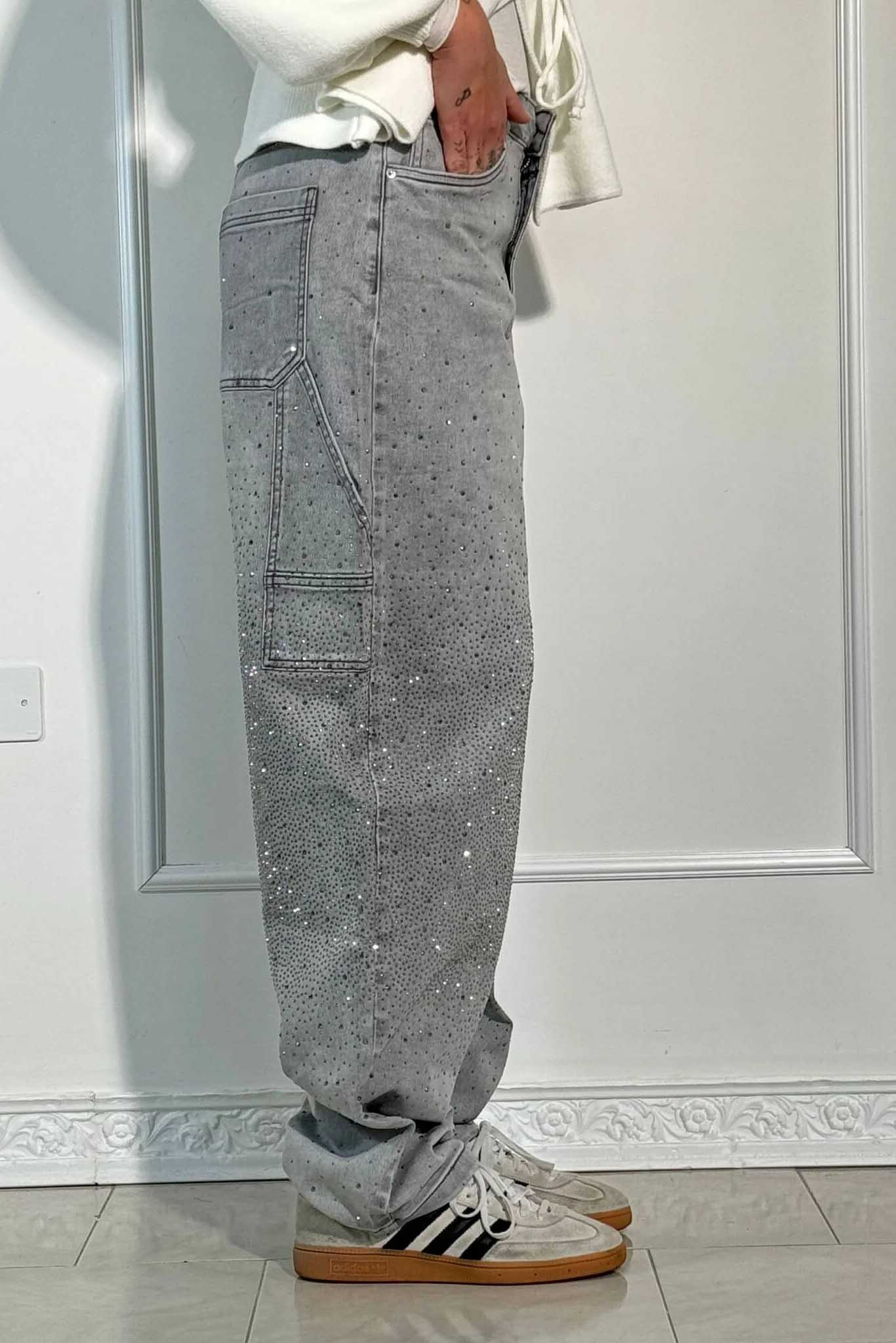 Balloon Carpenter Shine Denim Jeans-ROVOLE