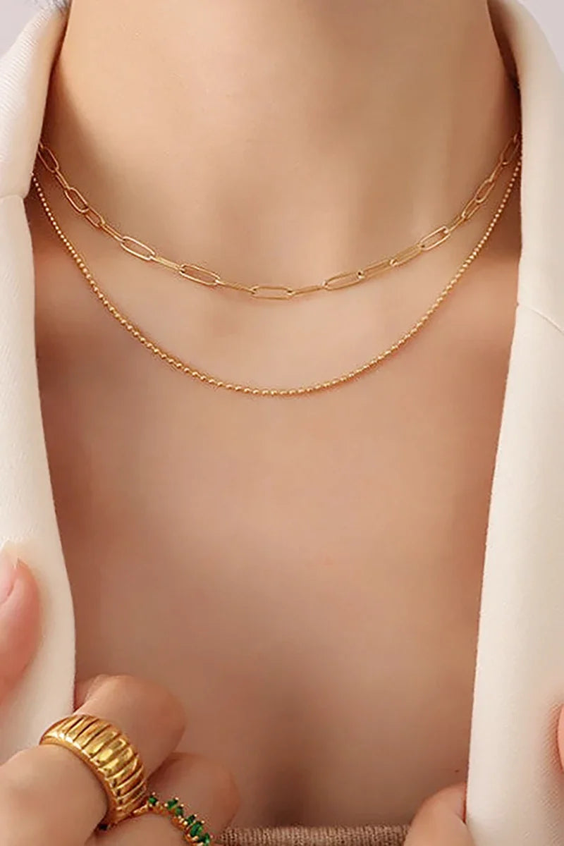 Dani Chain Necklace Set - Gold-ROVOLE