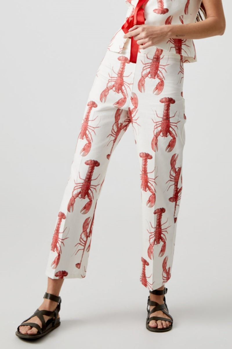 Lobster Print Straight Pants-Set-ROVOLE