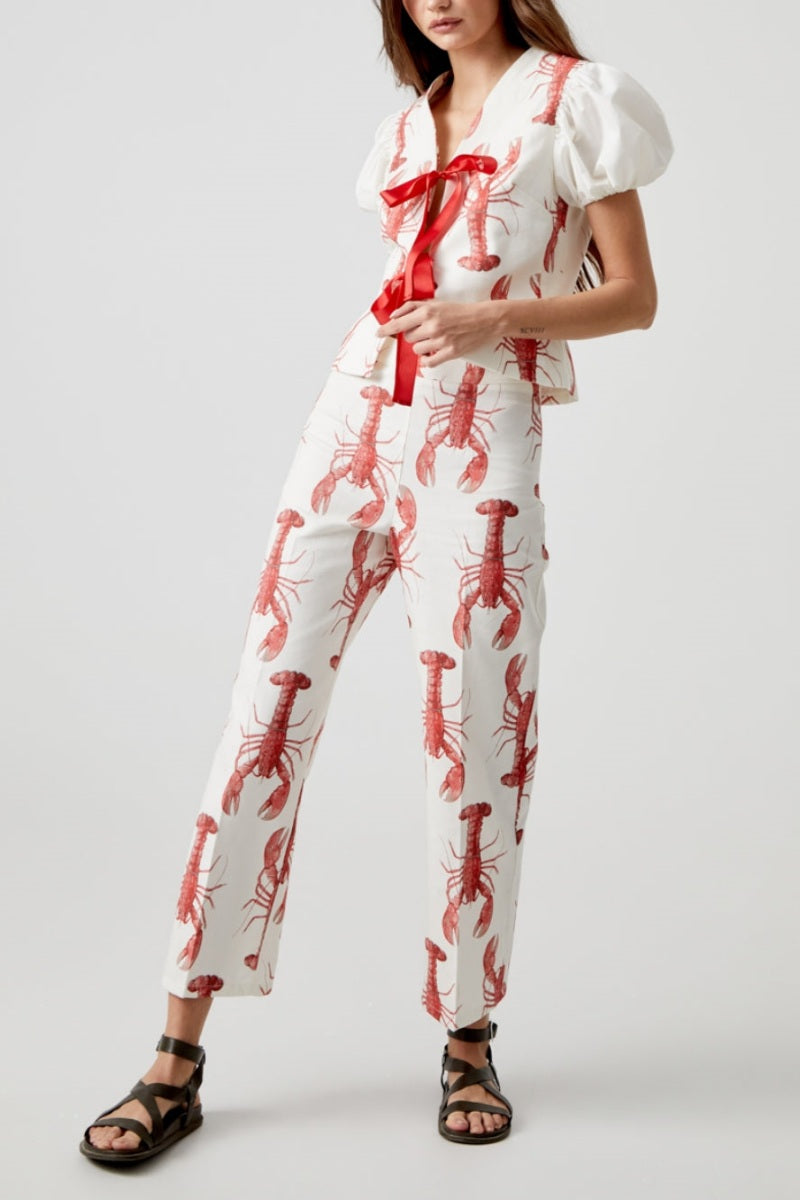 Lobster Print Straight Pants-Set-ROVOLE