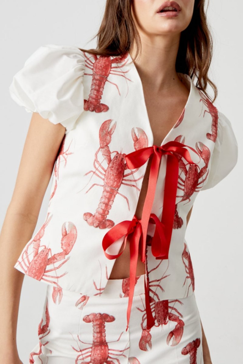 Lobster Print Straight Pants-Set-ROVOLE