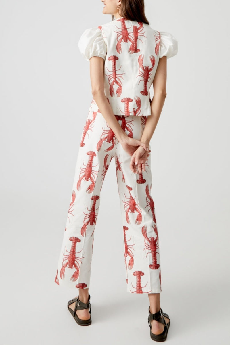 Lobster Print Straight Pants-Set-ROVOLE