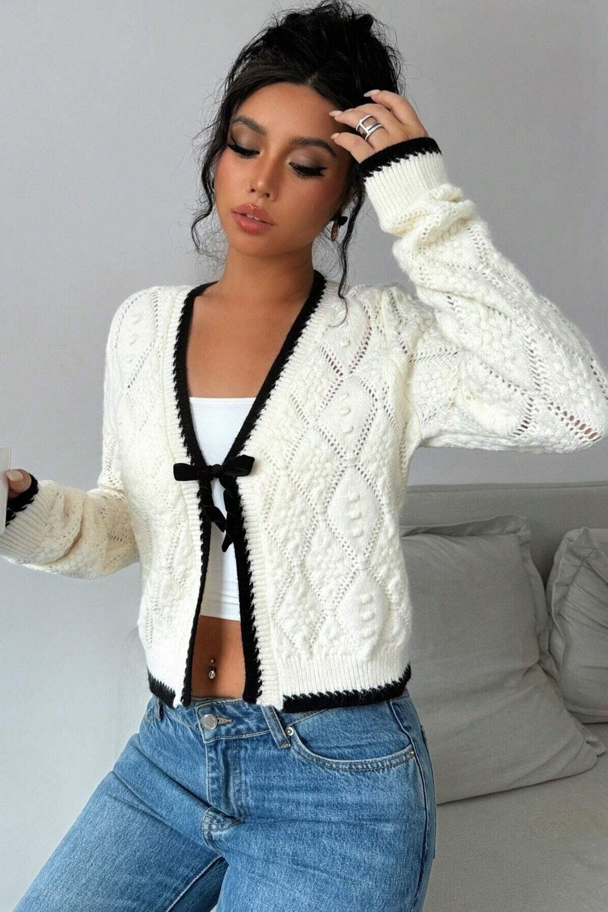 Sexy V-Neck Cardigan-ROVOLE