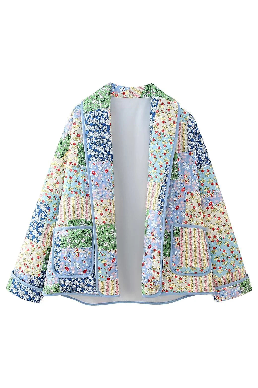 Casual Floral Pocket Turndown Collar Outerwear-ROVOLE